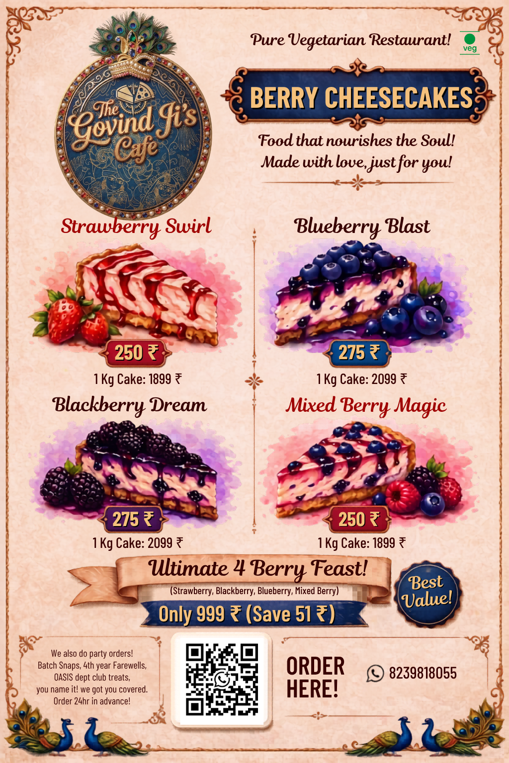 Berry cheesecakes promotional poster design