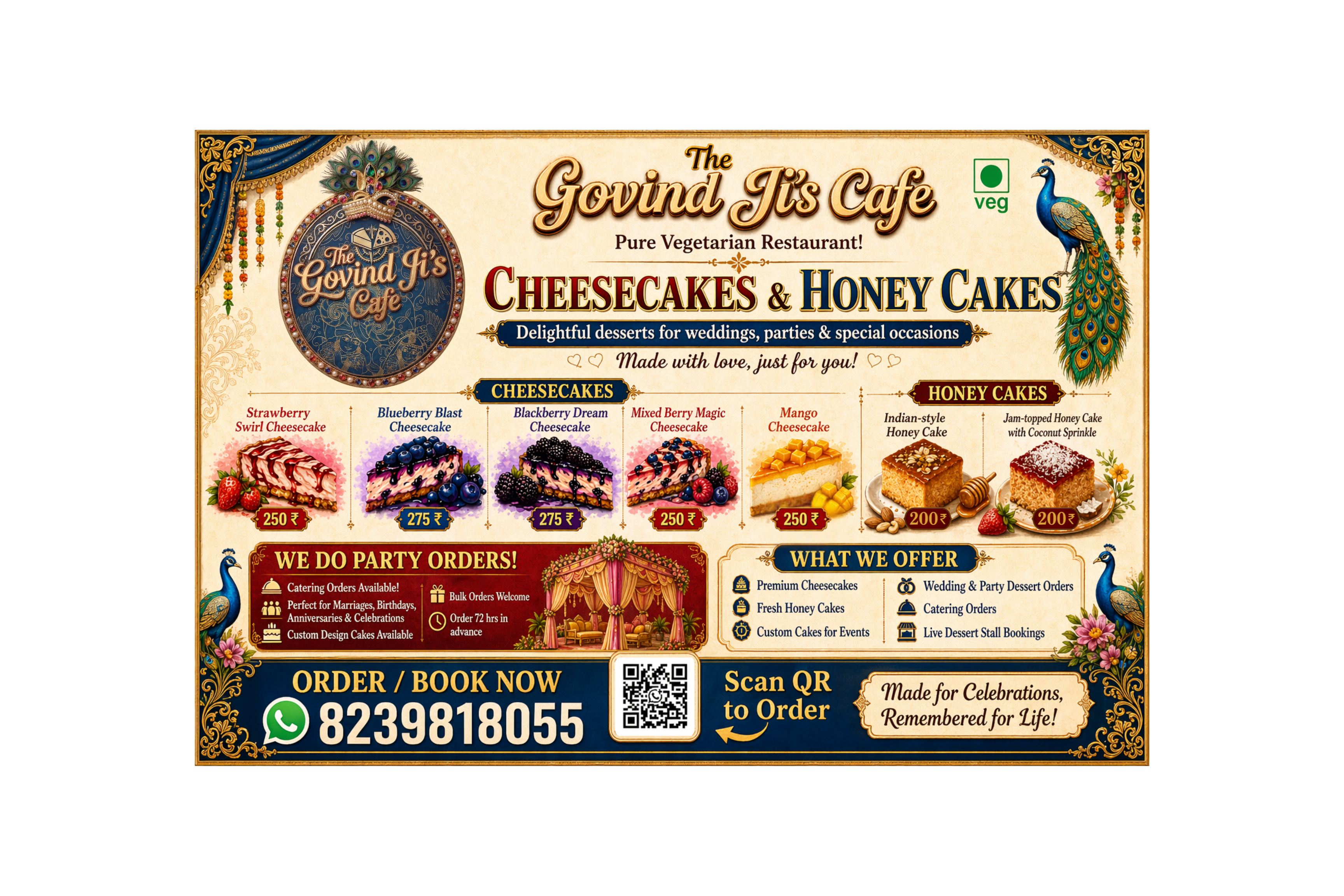 The Govindji's Cafe cheesecakes and honey cakes feature poster